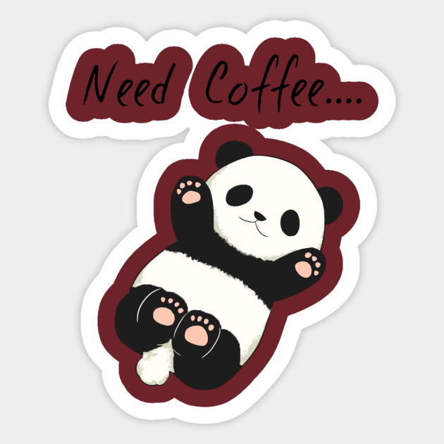 Cute Panda Need Coffee funny Sticker by houssem